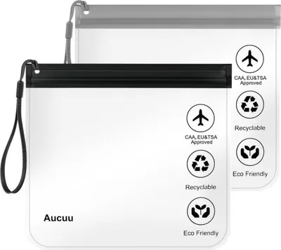 Produktbild von Aucuu 1L Transparente Flugzeug-Kulturbeutel für Flüssigkeiten 20x20cm