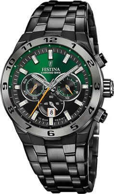 A close-up studio shot of a men's Festina Chrono Bike watch.