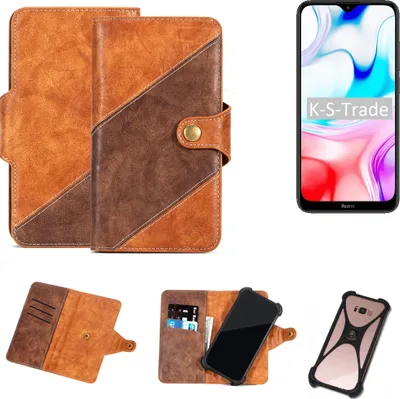 Produktbild von K-S-Trade Handyhülle Schutzhülle Bookstyle Case Wallet-Case kompatibel mit Xiaomi Redmi 8 Cover Klapphülle Kantenschutz Smartphone dunkelbraun