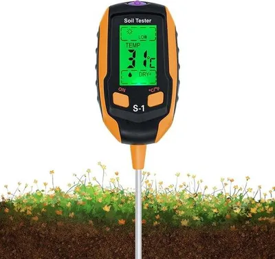 Immagine prodotto di Misuratore di umidità del terreno 4 in 1: termometro digitale per piante e cura del giardino