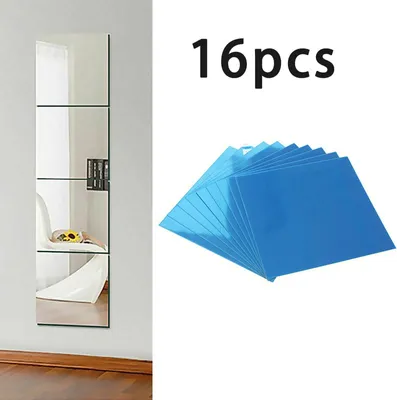 Produktbild von qiangzhipow Wandspiegel Aufkleber PET, 16 Stück, 15x15 cm pro Einzelstück, DIY Kombination für Badezimmer & Wohnzimmer, einfach anzubringen & rückstandslos entfernbar, umweltfreundlich