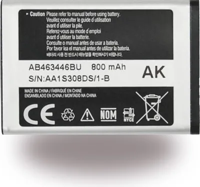 Obrázok produktu pre Samsung AB043446B, Batérie, Čierna, Lithium-ion (Li-ion), 750 mAh, Samsung X500 / X300