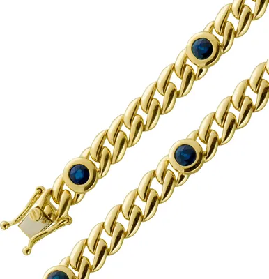 Produktbild von Panzerarmband Gelbgold 585 14K blaue Saphir Edelsteine 1.98ct 20