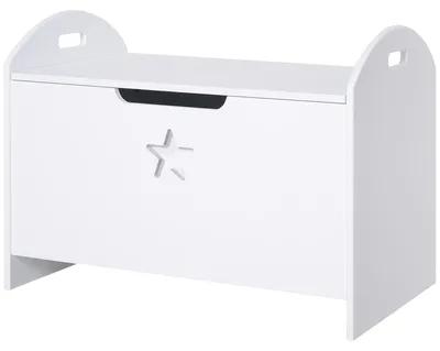 Produktbild von HOMCOM Spielzeugkiste aus Holz Sitztruhe Sitzbank für Kind Aufbewahrungsbox Weiß