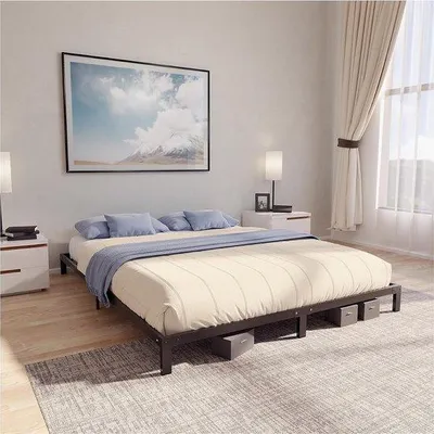 Produktbild von Famanu Bett 140 x 200 cm mit stabilem Metallrahmen - Schwarz