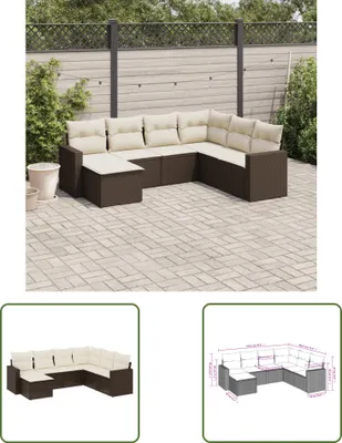 Produktbild von The Living Store 7-tlg. Garten-Sofagarnitur mit Kissen Braun Poly Rattan