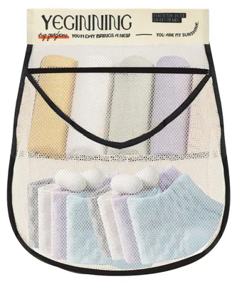 Hängender Socken-Organizer, 3 Fächer, Mesh, Holzfarbe