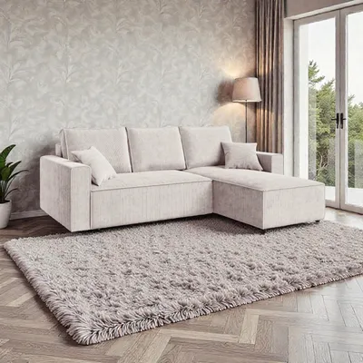 Produktbild von FurMeb24 ECKSOFA mit Schlaffunktion und bettkasten ALCOS L 232 cm × 143 cm × 85 cm Stoff POSO 100