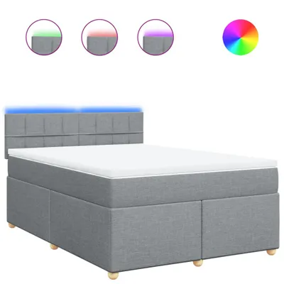 Produktbild von Boxspringbett mit Matratze Hellgrau 160x200 cm Stoff