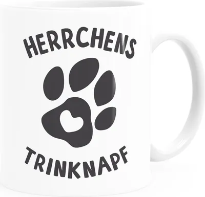 Produktbild von Kaffee-Tasse Spruch Herrchens Trinknapf Hundepfote-Motiv Becher Bürotasse Tasse Hunde-Liebhaber MoonWorks® weiß unisize