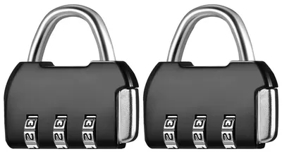 Immagine prodotto di Luchetto numerico a 3 cifre, resistente alle intemperie, set da 2, colore nero