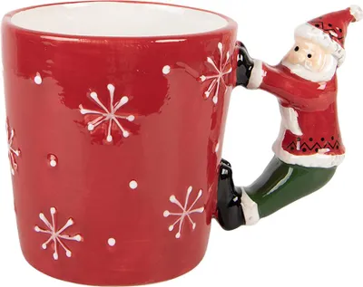 Produktbild von Clayre & Eef Tasse Weihnachtsmann 400 ml Rot Keramik
