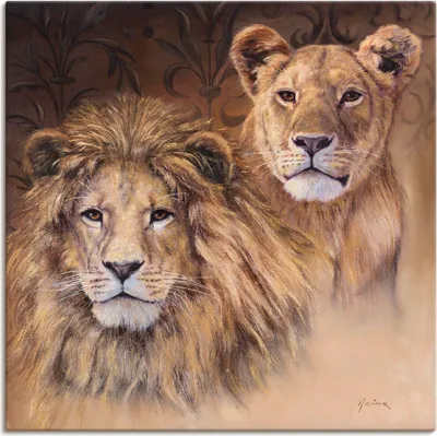 Produktbild von ARTland Leinwandbild Löwen Größe: 50x50 cm