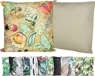 Produktbild von JACK Outdoor Motiv Kissen 45x45cm Lounge Dekokissen inkl. Füllung Wasserabweisend Sitzkissen Garten Stuhl, Farbe:Beerenflut Creme