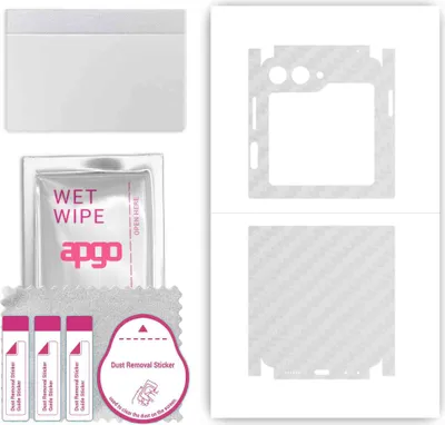 Produktbild von apgo Rückseite + Seiten Schutzfolie, Skin, kompatibel mit Samsung Galaxy Z Flip5 Retro, Hinten Displayschutzfolie aus Vinylfolie, kratzfest, einfache Montage - Transparenter Kohlenstoff