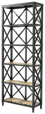 Image de Casa Padrino Luxe Salon Étagère Noir / Naturel 85 x 35 x H. 220 cm - Meubles de Luxe