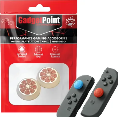 Produktbild von Thumbgrips - Thumb Grips voor Nintendo Switch Joy-Con Controllers - Gaming Thumbgrips - Performance Anti-Slip Thumbsticks - Bescherming Accessoires - Fruit - Roze met Wit -