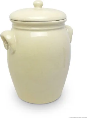 Produktbild von KERAZO Rumtopf 7,0 Liter aus Steinzeug Keramik BEIGE - Mehrzwecktopf Einlegetopf