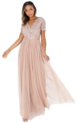 Produktbild von Maya Deluxe Women's Damen Maxi Ladies Vneck Plus Size Ball Gown Short Sleeves Lo
