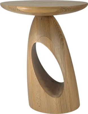 Produktbild von Beistelltisch ISLAND 40 / Kaffeetisch - Sofatisch - Laptoptisch - Nachttisch - Pflanzentisch / Oval 32 x 40 / Gedrechseltes massives Buchenholz / Naturfarben
