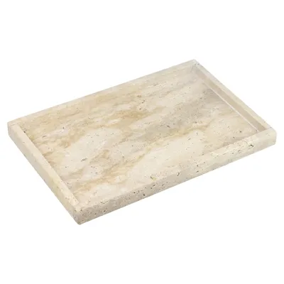 Produktbild von Rechteckiges Dekotablett aus Travertin, Naturstein, elegant, natürlich