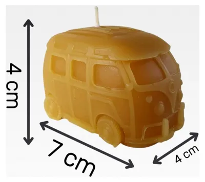 Produktbild von Bienenwachskerze Autokerze Bus Bulli 7 cm – handgegossene Figurenkerze aus 100 % Bienenwachs