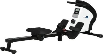 Image de SPORTNOW Rameur d'appartement pliable - Aosom.fr x FFHandball - silencieux freinage magnétique - 8 niveaux de résistance magnétique - écran LCD multifonction - acier noir blanc