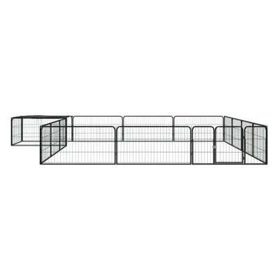 Zdjęcie produktu dla vidaXL 16-częściowy kojec dla psa czarny 100x50cm stal malowana proszkowo