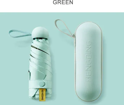 Produktbild von Mini-Regenschirm für Kinder, winddicht, bunt, Taschenschirm, Regen, Frauen, Anti-UV-Sonnenschutz, Sonnenschirm, 6 K, kleine Regenschirme, hellgrün