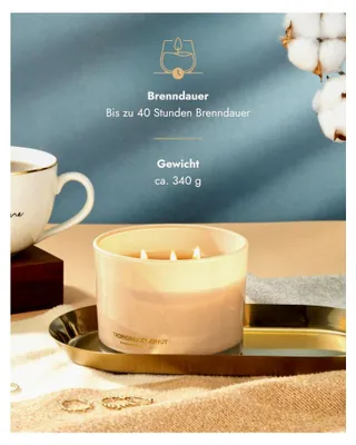 Produktbild von Luxuskerzen | Kokosnusskerze | 3-Docht Duftkerzen im Glas | 100% natürlicher Sojawachs | Brenndauer bis zu 40 Stunden | Geschenke zum Hochzeitstag für Frauen