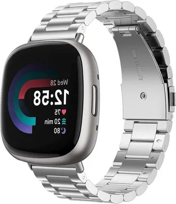 Image de Bracelet en acier inoxydable pour Fitbit Versa 4 et Sense 2, bracelet de rechange, durable et au design élégant