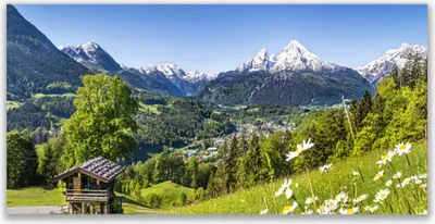 Produktbild von Glasbilder 140x70 Wandbild Druck auf Glas Gebirge Felder Natur