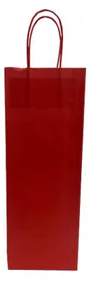 Produktbild von Papiertragetaschen für Flaschen 14x8x39cm Rot (50 Stück) [PAWF1439R]
