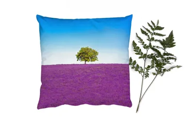 Produktbild von MuchoWow® Zierkissen Sofakissen Wohnzimmer Dekokissen 40x40 cm Baum - Lila - Himmel - Lavendel - Foto Kissen - Schlafzimmer Dekoration