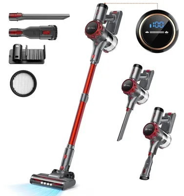Obrázek produktu pro S3P – akumulátorový vysavač – bezdrátový – sací výkon 45 kPa – motor 300 W – filtr HEPA – výdrž až 55 minut – zástrčka EU – žlutý