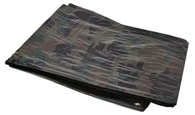 Image de Bâche en tissu Aqbau® de couleur camouflage, 100 g/m², bâche de protection, œillets renforcés, bâche de construction, bâche de protection, imperméable, résistante à la déchirure, bâche industrielle, film, bâche (3,66 x 4 m)