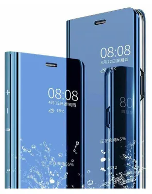 Produktbild von Handy Hülle für Samsung Galaxy A13 5G Clear View Hülle Klapp Flip Hülle Bumper Cover Spiegel Mirror, Farbe: Blau