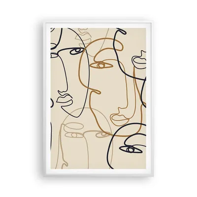 Produktbild von Gerahmtes Poster - Weißer Rahmen - Frau Gesicht Linie - 70x100 cm - Wand Bild - Wanddeko - Wandbilder - Kunstposter - Wandposter - Bilderrahmen - Bilder - Kunstdruck - P2WPA70x100-5109