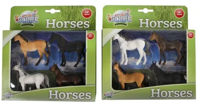 Immagine prodotto di Kids Globe Pferde Set 4-fach sortiert, 1:32, für Bauernhof, Spielzeug Ponys