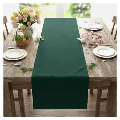 Produktbild von Dunkelgrüner Tischläufer 40x140 cm - Fleckenabweisend, Abwaschbar, Einfarbig, Tischdeko für Frühling und Ostern, Moderner Tischläufer