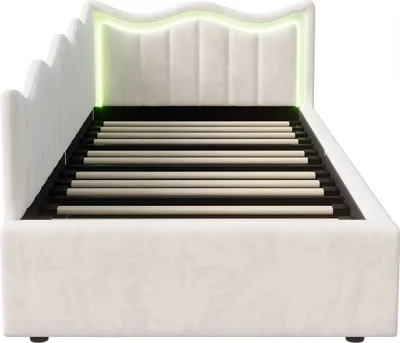 Produktbild von ProximaX Polsterbett 90x200cm, Stauraumbett Einzelbett mit Lattenrost und LED, Hydraulisches Boxspringbett Jugendbettt, Samt, Beige