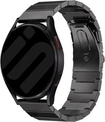 Produktbild von Strap-it Stahlarmband - Kompatibel mit Samsung Galaxy Watch Armband 42mm Ersatzarmband Edelstahl - Faltschließe - Hochwertiges Material - für Smartwatch 20mm Armband Schwarz