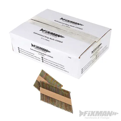 Obrázek produktu pro Pozinkované hřebíky s kroužkovou drážkou, 2 500 ks 3,1 x 75 mm