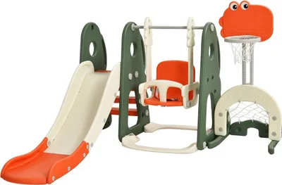 Obrázek produktu pro Sada houpaček skluzavka a houpačka pro batolata 172 x 182 x 108-120 cm oranžová