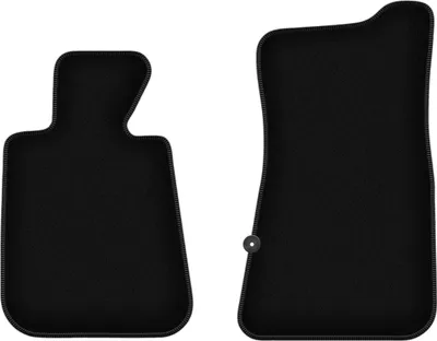 Produktbild von Wielganizator Velours-Autoteppiche vorne – passend für BMW 3 E30 (Cabrio, Bj. 1986-1993) –  schwarz, passgenau, mit Befestigungen set 2 Stk.