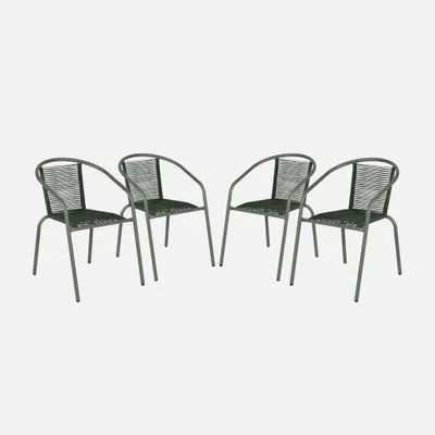 Immagine prodotto di Set 4 poltrone da giardino in resina naturale, Verde kaki
