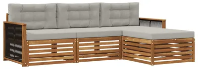 Produktbild von Outdoor-Sofagarnitur Natürlich und Hellgrau 249 x 162,5 x 73 cm