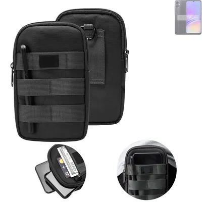 Produktbild von K-S-Trade Holster Gürtel Tasche kompatibel mit Samsung Galaxy A05 Handy Tasche Schutz Hülle dunkel-grau viele Fächer, 1x