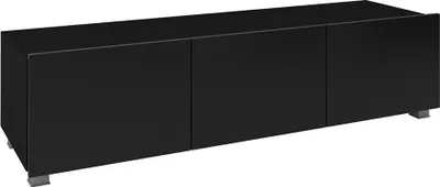 Produktbild von Wohnzimmer TV Lowboard mit 3 Türen, stehend oder hängend, in schwarz Hochglanz CAIRNS-132, B/H/T ca. 150/37/43 cm