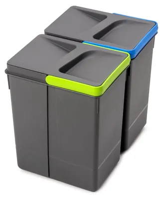 Zdjęcie produktu dla Emuca Zestaw pojemników do recyklingu do szuflad kuchennych Recycle, wysokość 266 mm, 2x7 litrów, Plastik, Szary antracytowy